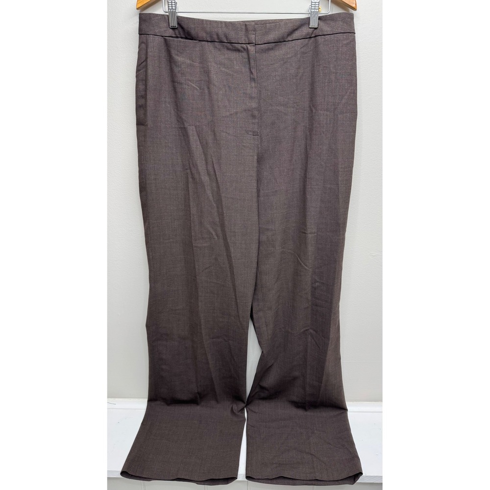 Eddie Bauer Brown Wool Blend Wide Leg Dress Pants Trousers Womens 16 Tall